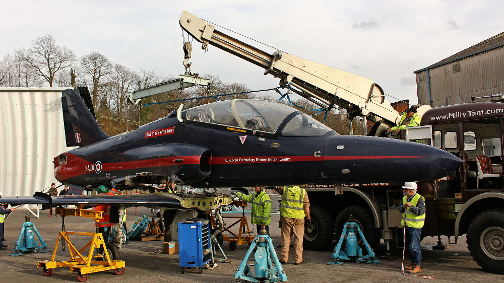 Fitting the wings to Brooklands Museums Hawkr aircraft